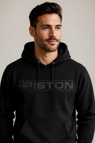 Black on Black Heavyweight 4Piston Hooded Sweatshirt
